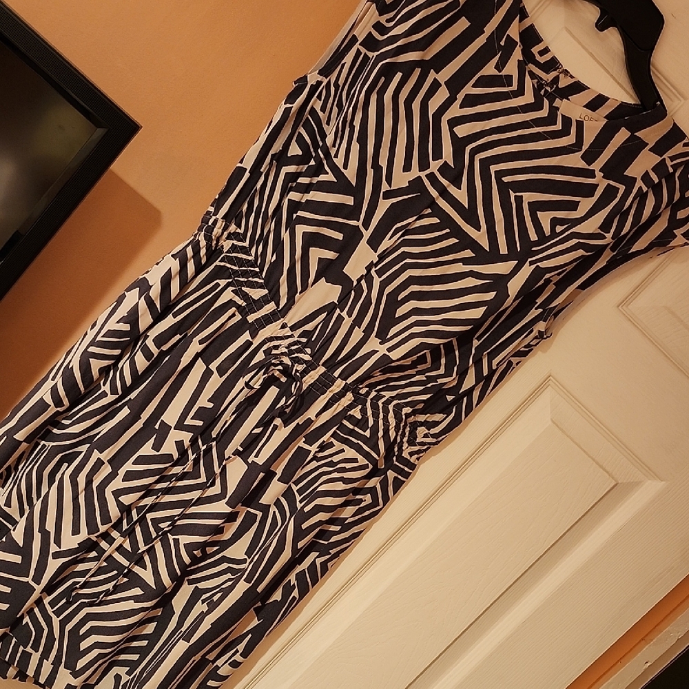 Loft Black and White Geometric Dress